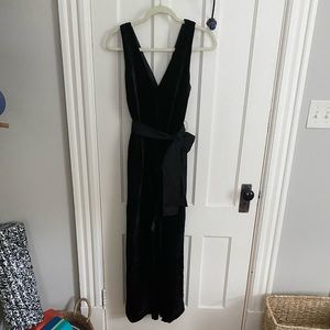 J Crew Black Velvet V Neck Wide Leg Jumper - Size 8